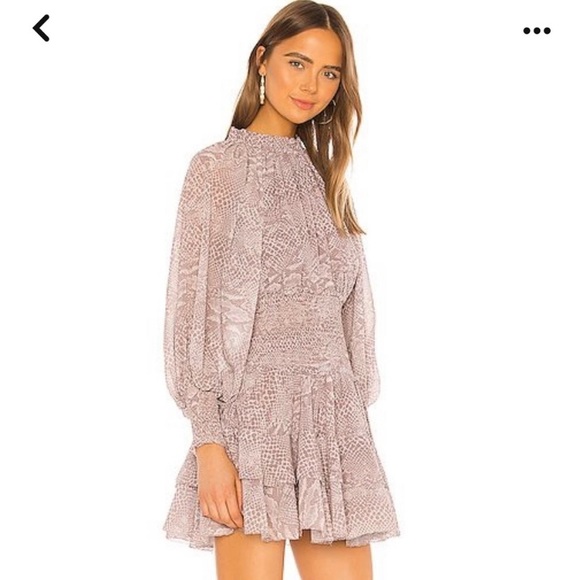 Cleobella snake print dress with smocked bodice and cuffs size small - Picture 2 of 6